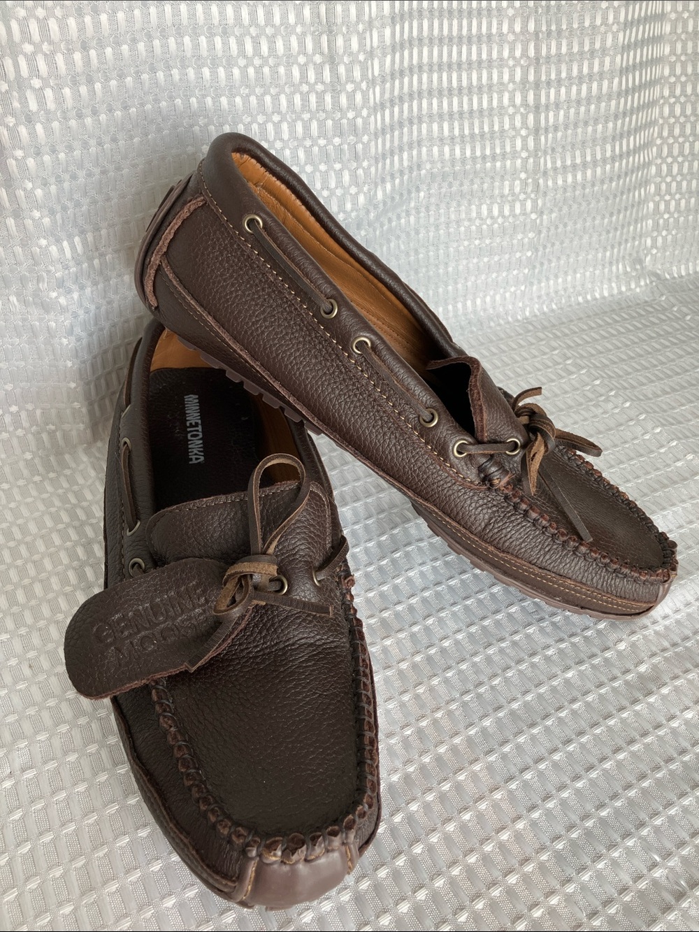 Minnetonka 752 Moosehide Weekender Moccasins Men's 12 Brown Hang Tag - Picture 13 of 13